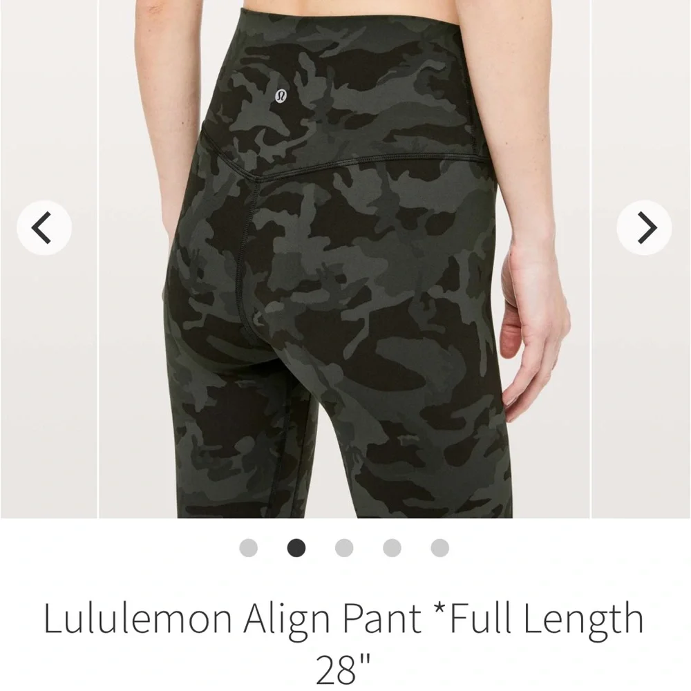 Lululemon Align Pant Full Length 28" Incognito Camo Multi Gator Green size 4 & 6 - Picture 2 of 6